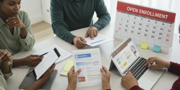 Individuals and families reviewing 2025 health benefit options during open enrollment period.