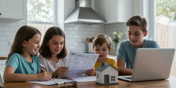 Family reviewing tax documents at home, planning for 2026 deductions