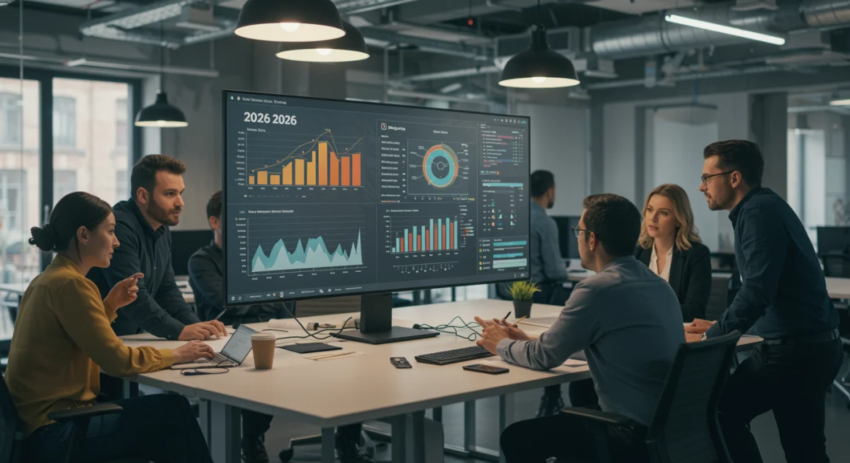 Professionals discussing job creation data and economic projections for 2026