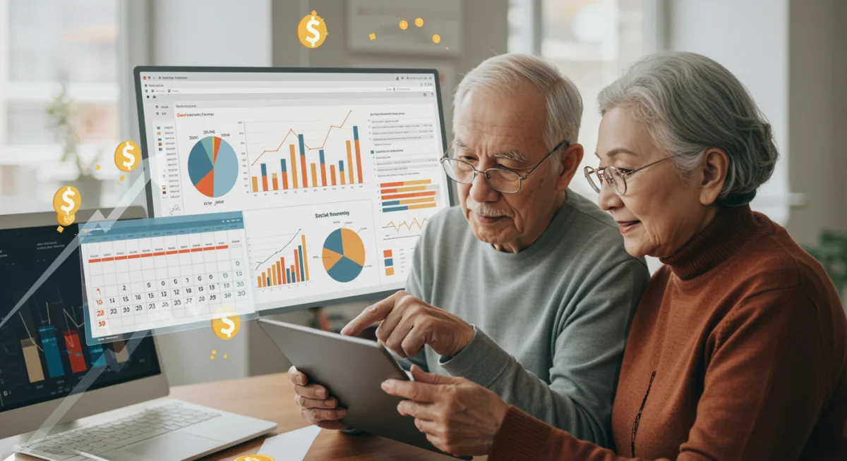 Couple reviewing retirement finances after Social Security COLA