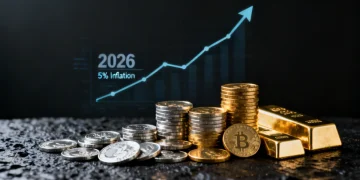 Gold and silver coins and bars symbolizing wealth preservation against inflation.