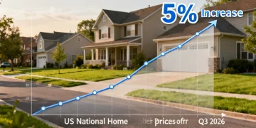 Chart showing 5% increase in national home prices Q3 2026 with suburban homes