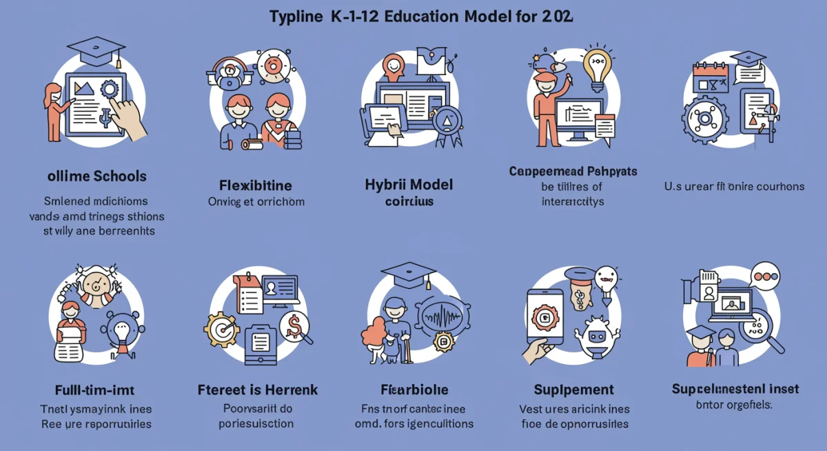 Infographic comparing various online K-12 education models in the U.S.