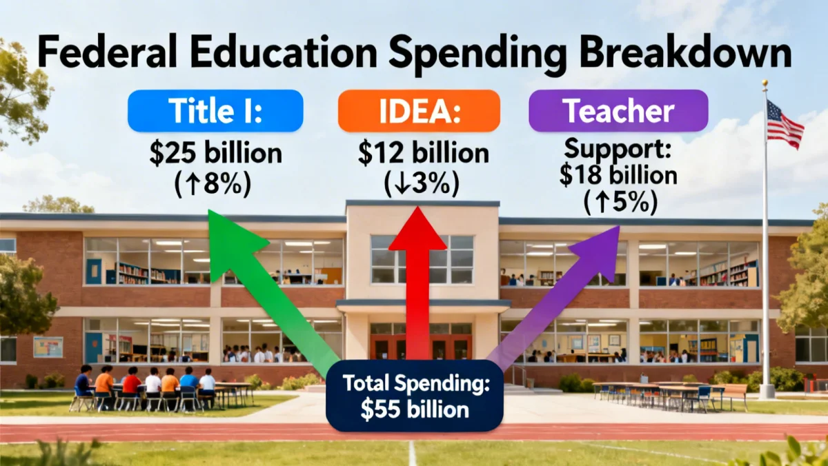 Infographic detailing federal education spending categories and their projected changes for 2026