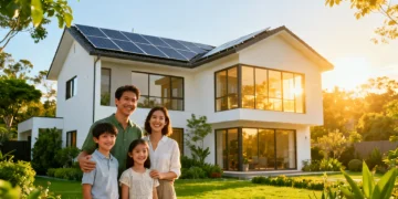Modern energy-efficient home with solar panels, symbolizing 2026 tax credits for home improvements.