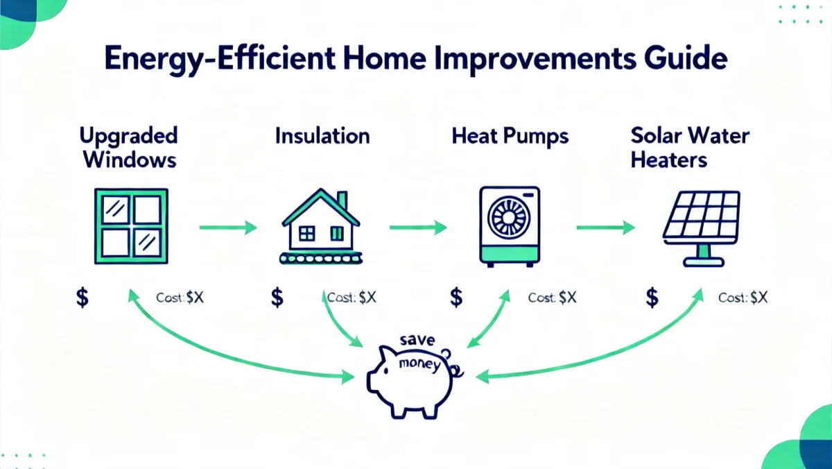 Infographic detailing various energy-efficient home improvements eligible for 2026 tax credits.