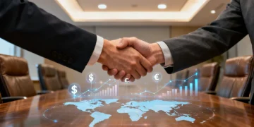 International trade agreement handshake