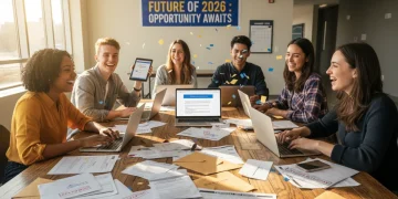 Students celebrating scholarship acceptances for 2026