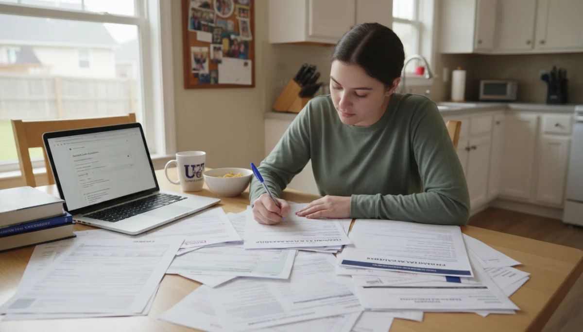 Person completing LIHEAP application form at home