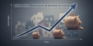 Graph showing rising interest rates impacting mortgages and savings