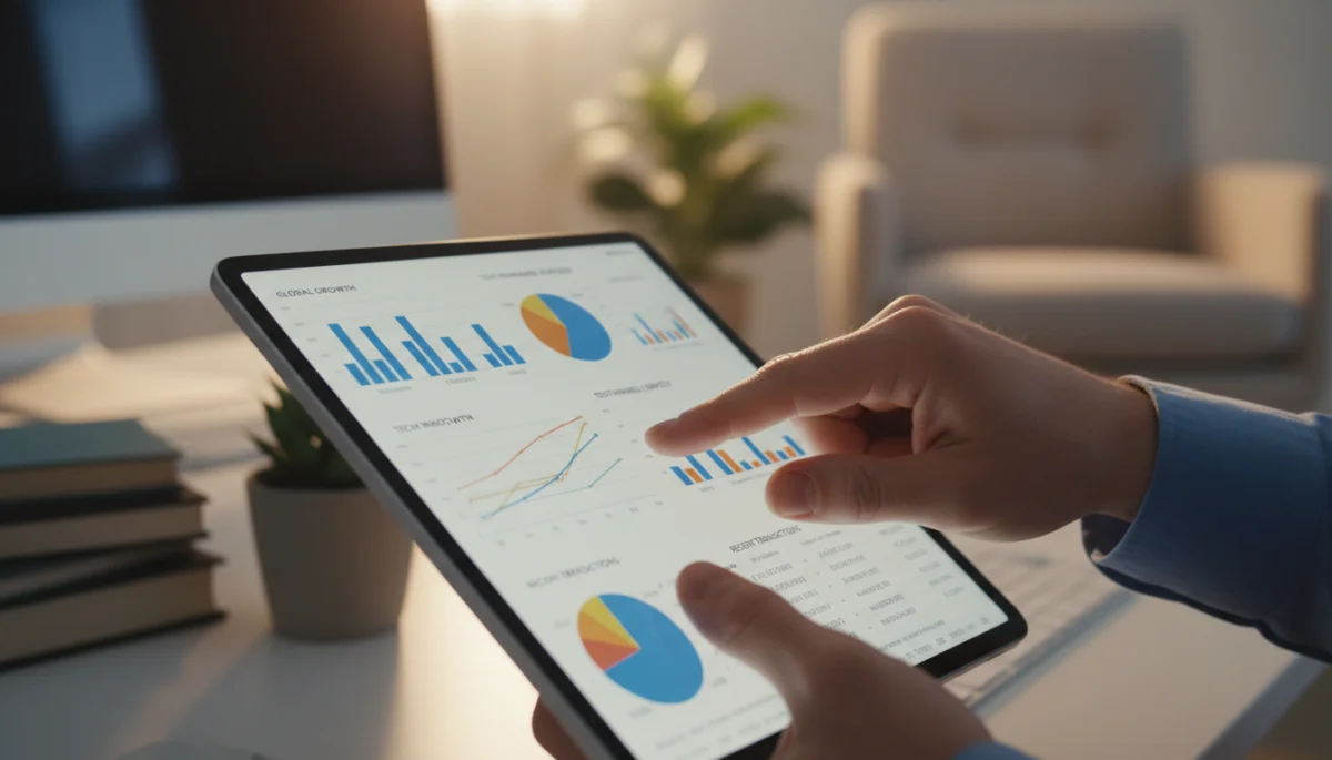 Person analyzing investment portfolios on a tablet
