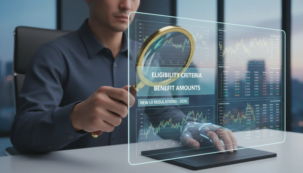 Person reviewing unemployment insurance eligibility and benefit charts